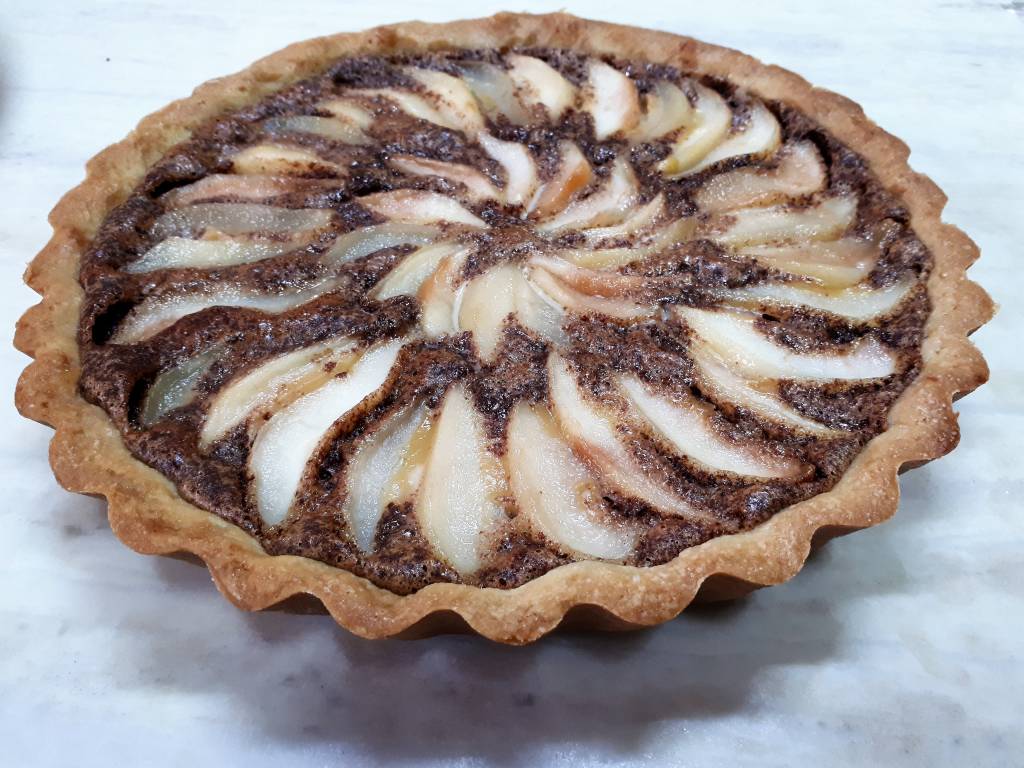 Tarta de peras y chocolate